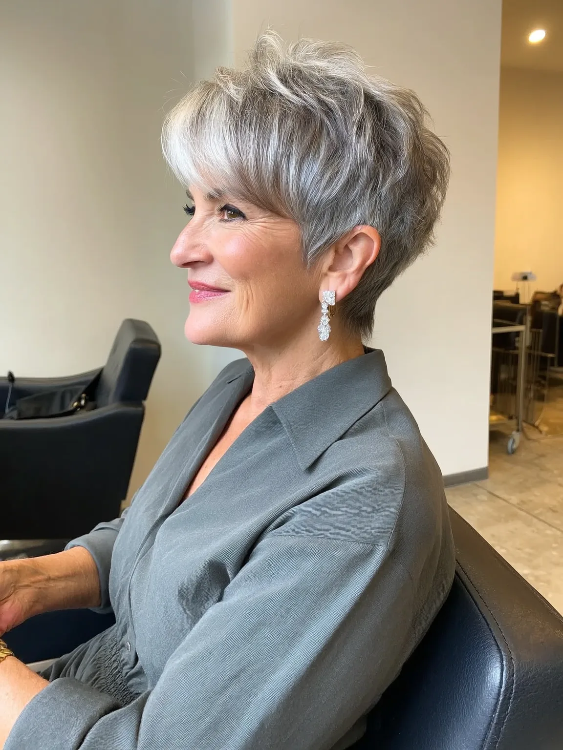 Short Wavy Pixie in Silver Frost with Lowlights
